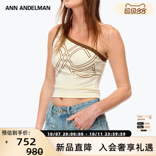 ANN ANDELMAN女士辣妹风单肩印花上衣背心 银泰百货 301286