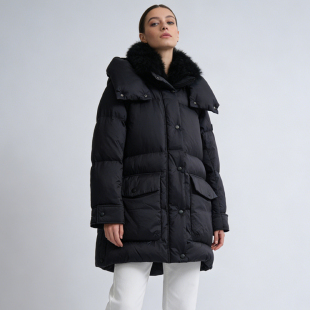 连帽羽绒服银泰百货 Yves 经典 秋冬女士黑色修身 301596 Salomon