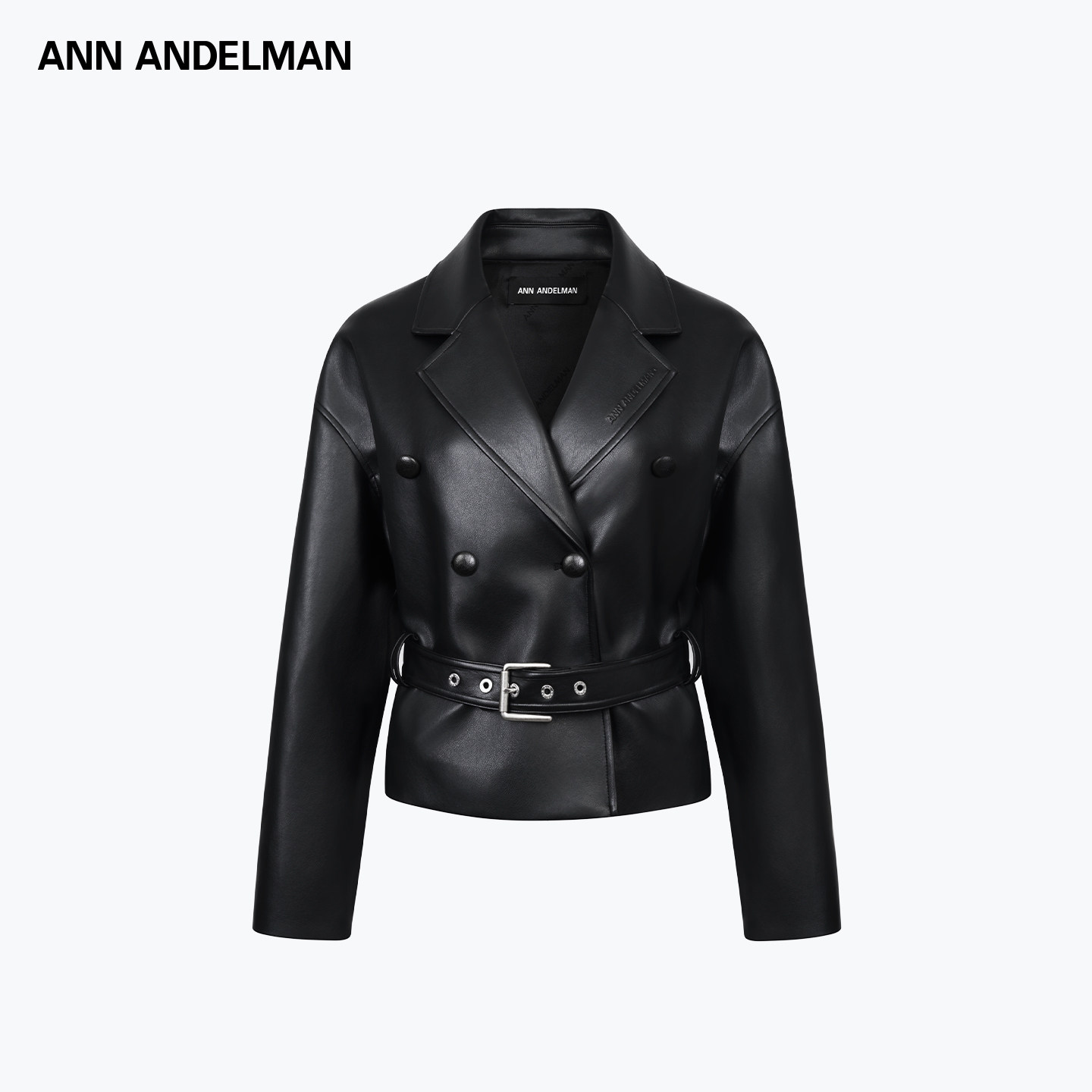 ANN ANDELMAN 秋冬新款双排扣绑带女士仿皮短外套银泰百货 301286,女装/女士精品,短外套,淘宝优惠券,粉丝福利购,淘宝优惠卷