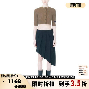 银泰百货 针织开衫 301604 春秋女士羊毛logo圆领纽扣短款 WE11DONE