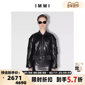 女士PU皮飞行员夹克棉服 IMMI 设计师品牌 300124