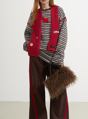 SOFITTE 25秋冬女士立体小马条纹撞色圆领长袖T恤银泰百货 301355