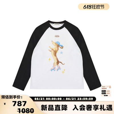 Alexia Sandra 春夏男女同款旱冰小狗插肩长袖T恤衫银泰 301261