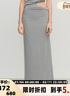 concise-white/简白  女士AW系列扭结长裙半裙银泰百货精品301257