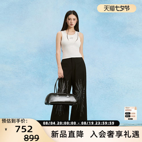 SOFITTE 秋冬新款女士潮流时尚烫钻休闲阔腿裤银泰百货 301355