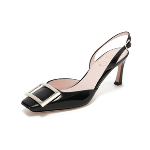 跟高7cm银泰百货 Roger 露跟鞋 女士金属方扣高跟鞋 300095 Vivier