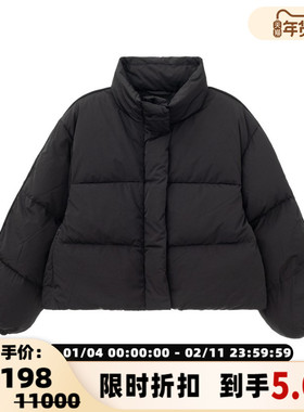 ACNE STUDIOS 女士黑色立领拉链鸭绒羽绒服银泰百货精品301574