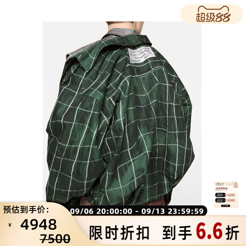 ACNE STUDIOS男士个性双层领假两件格子长袖衬衫 银泰百货 302000图片