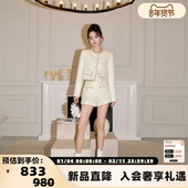 Three 301355 银泰百货 Quarters 小香风金银丝珍珠粗花呢女短裤