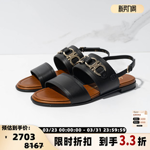 银泰百货 FERRAGAMO Gancini凉鞋 女士牛皮革新款 301596 菲拉格慕