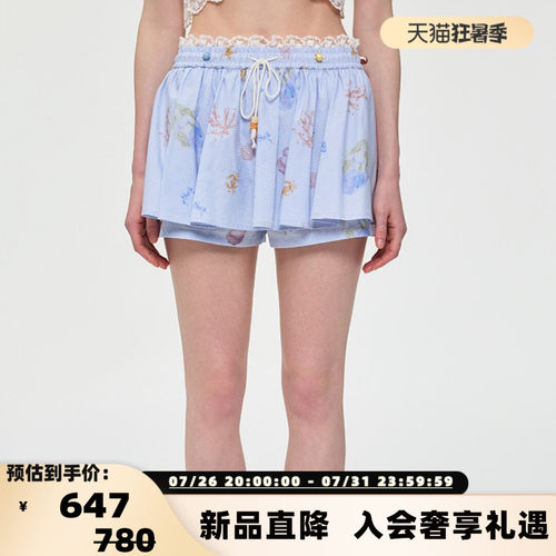 AlexiaSandra新款海洋印花短裙