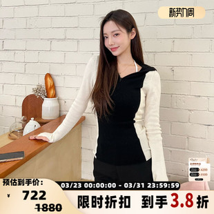 针织衫 concise 长袖 简白女士拼色连帽修身 设计师品牌301257 white