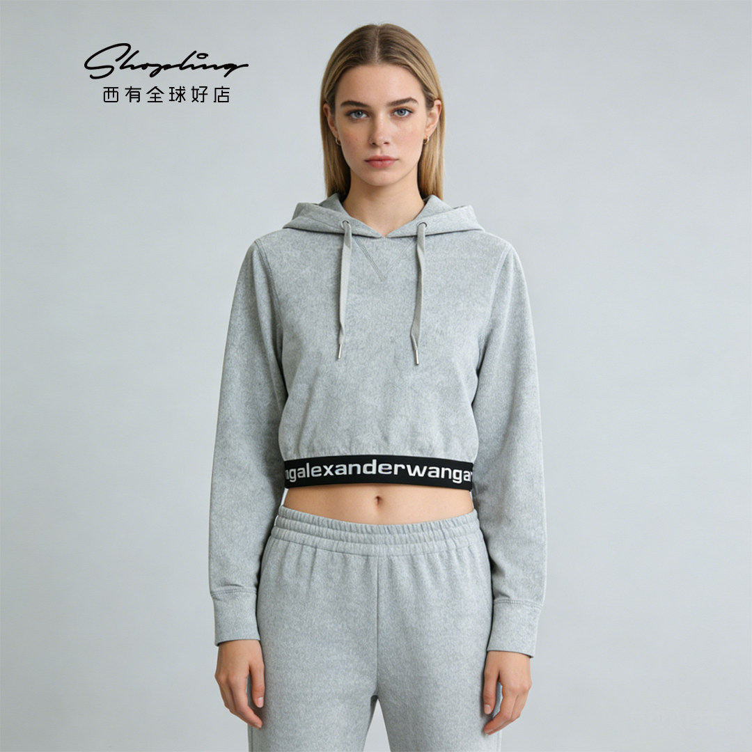 Alexander Wang 女士连帽短款宽松休闲纯棉卫衣银泰百货 301596,女装/女士精品,卫衣/绒衫,淘宝优惠券,粉丝福利购,淘宝优惠卷