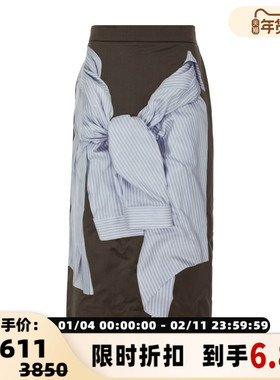 pushBUTTON 潮流衬衫装饰女士直筒中长半身裙 银泰百货301574