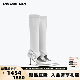 银泰百货 ANN 蝴蝶结连袜靴细跟高跟鞋 25新款 301286 ANDELMAN
