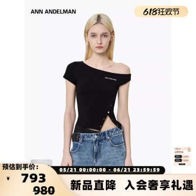 ANN ANDELMAN26春夏女士辣妹风不对称纽扣T恤 银泰百货 301286
