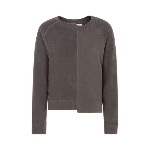 纯色简约不规则剪裁下摆圆套头