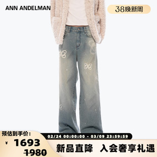 ANN ANDELMAN 25秋冬新款男女同款绣花logo牛仔裤银泰百货 301286
