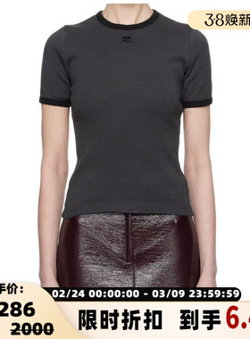 Courreges 春夏新款女士撞色边短袖圆领T恤银泰百货精品 301574