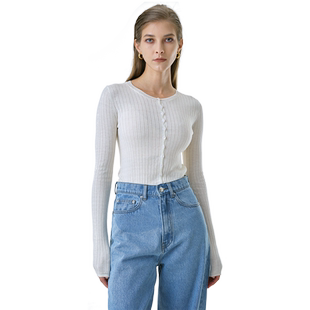 INSPIRE&STORIES纯色修身针织开衫打底内搭新设计感小众上衣