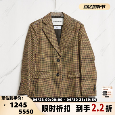 ANDERSSON BELL 日常通勤女士经典千鸟格西装外套银泰百货 301596