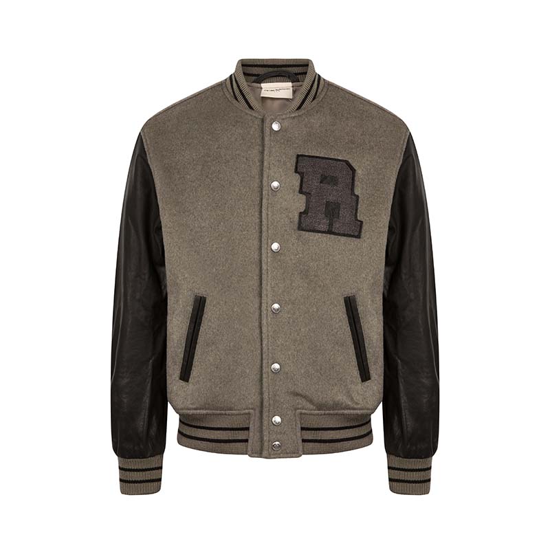 王大陆男女同款皮袖棒球夹克