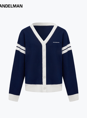 ANN ANDELMAN 25秋冬新款女士撞色V领毛织开衫银泰百货 301286