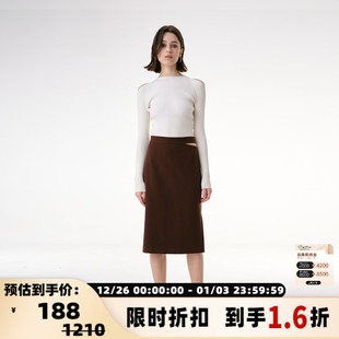 STORIES INSPIRE 腰部剪裁半身裙开叉春秋中裙 折扣