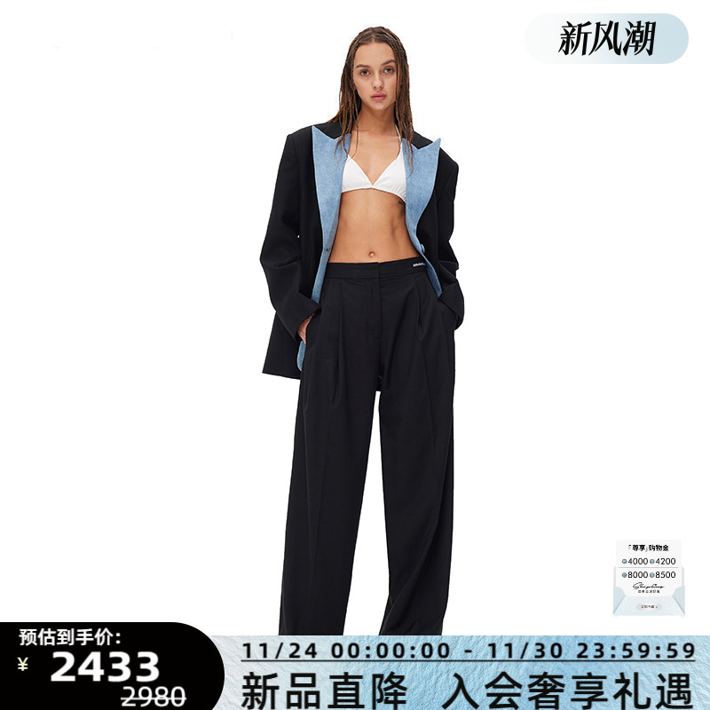 ANNANDELMAN黑色牛仔拼接西装