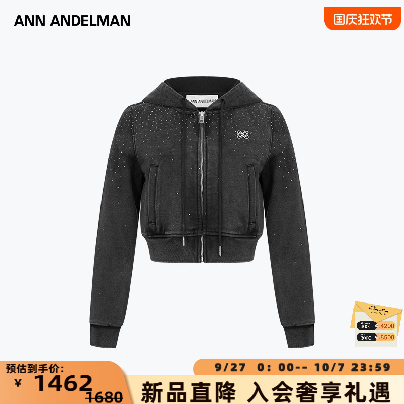 ANN ANDELMAN   25秋冬女士短款烫钻连帽卫衣外套银泰百货 301286