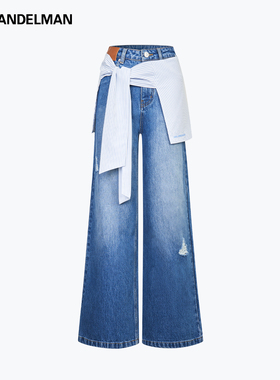 ANN ANDELMAN25秋冬女士衬衫绑带真两件搭片牛仔裤银泰 301286