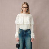 VEVINA 春季 新款 DIANA 女士休闲蕾丝披肩领小衫 银泰百货301489