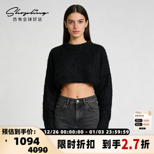 301596 针织套头毛衣银泰百货 SYSTEM 潮牌街拍女士圆领短款