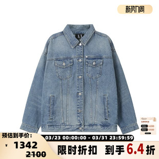 Armani阿玛尼AX 300095 女士复古做旧牛仔服夹克外套银泰百货