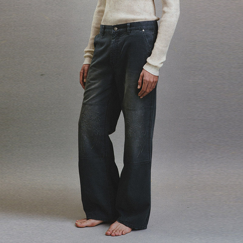 CEECLA复古蓝美式街头牛仔裤