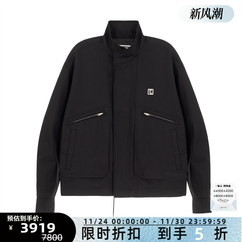 WOOYOUNGMI 秋冬新款男士纯色立领羊毛混纺夹克银泰百货 301574