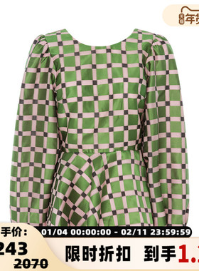 【折扣】STINE GOYA 绿色格纹女士性感露背女衫