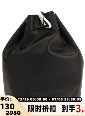 NOTHING WRITTEN春夏黑色牛皮革大容休闲通勤女士抽绳双肩背包