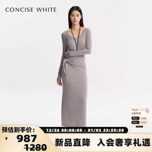 连衣裙银泰百货301257 简白25SS系列女士可系腰长袖 concise white