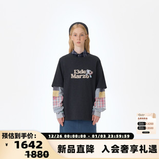 MARZO T恤银泰百货 男女同款 假两件拼接长袖 300178 春秋新款 13DE