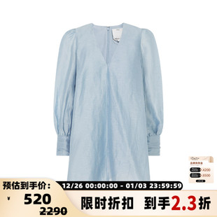 女士简约V领剪裁设计气质长袖 MEO 休闲迷你连衣裙 折扣