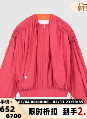 pushBUTTON圆领抽绳女士休闲拉链夹棉夹克外套银泰百货 301604