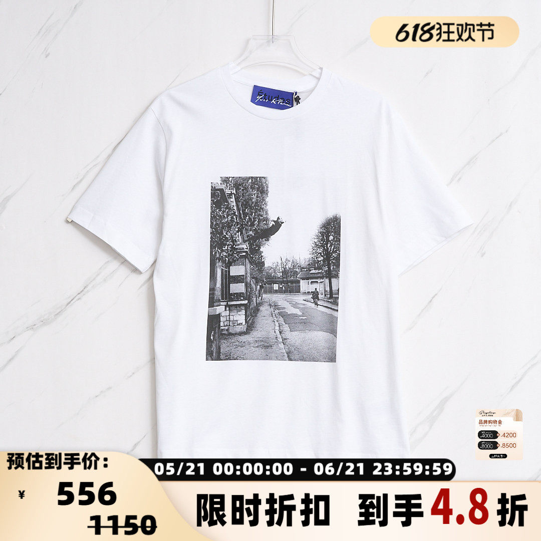 ETUDES 春夏日常通勤男士照片印花圆领短袖T恤上衣银泰301596