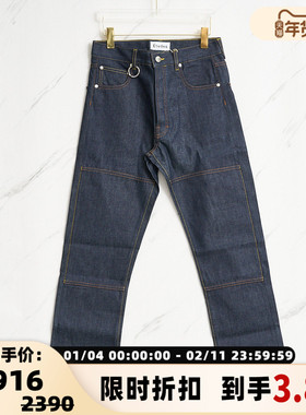 Etudes 男士深蓝色复古百搭直筒水洗牛仔裤银泰百货精品 301596