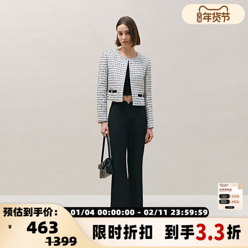 INSPIRE&amp;STORIES春季新款黑白格纹短款高级感小香风外套西装,女装/女士精品,短外套,淘宝优惠券,粉丝福利购,淘宝优惠卷