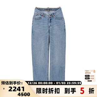 银泰百货精品 女士宽松直筒水洗牛仔裤 301574 Wang Alexander