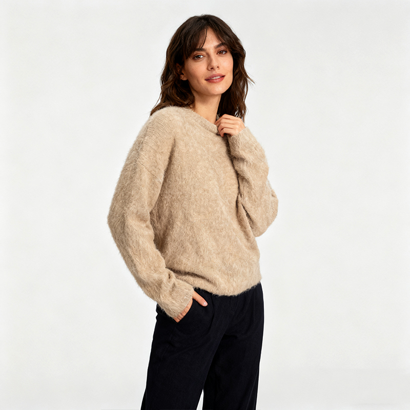 SUNCOO长袖套头纯色针织衫