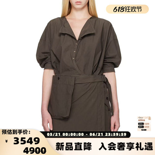LEMAIRE春夏女士圆领半系扣纯棉短袖衬衫银泰百货 301574