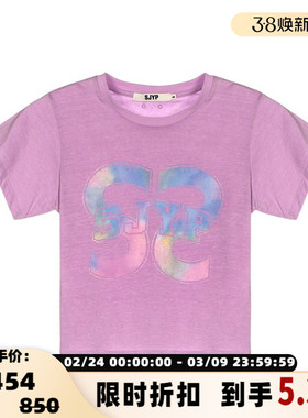 SJYP/ 春夏女士紫色棉质短袖圆领T恤银泰百货精品 301574