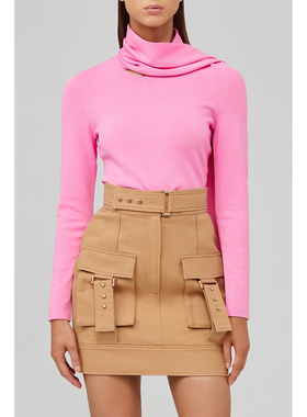 【折扣】ACLER 复古浅褐色铆钉装饰日常休闲女士短款半身裙